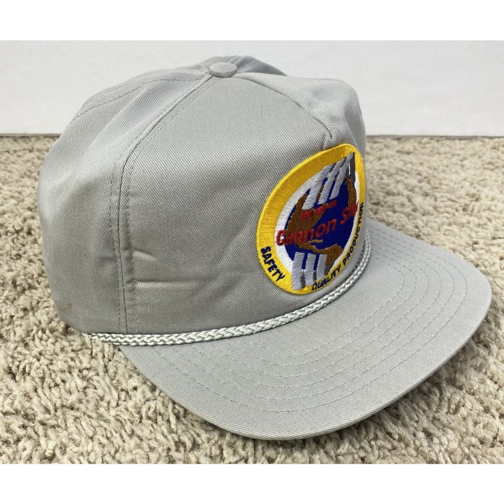 Vtg‎ Voyager Cannon Sline Trucker Snapback Hat Gray Roped Yellow Patch Cap USA - Picture 3 of 12